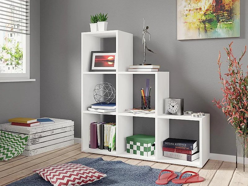 Étagère Sarasota 110, Ouvert sans paroi d'extrémité, Stratifié, 108x105x33cm, Blanc