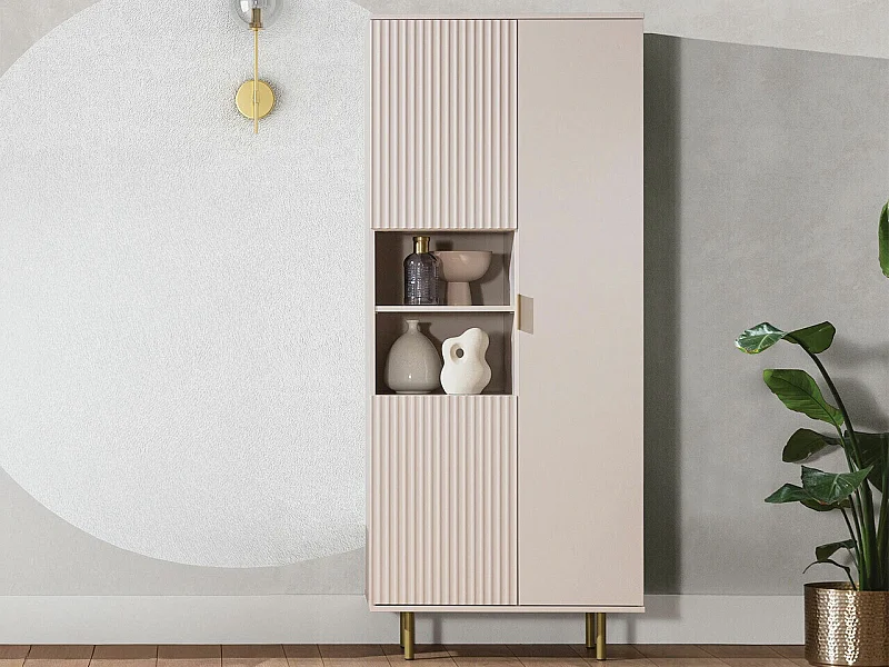 Estantería Virdomi 104, Con puertas|Cerrable, MDF|Aglomerado laminado, 190x80x41cm