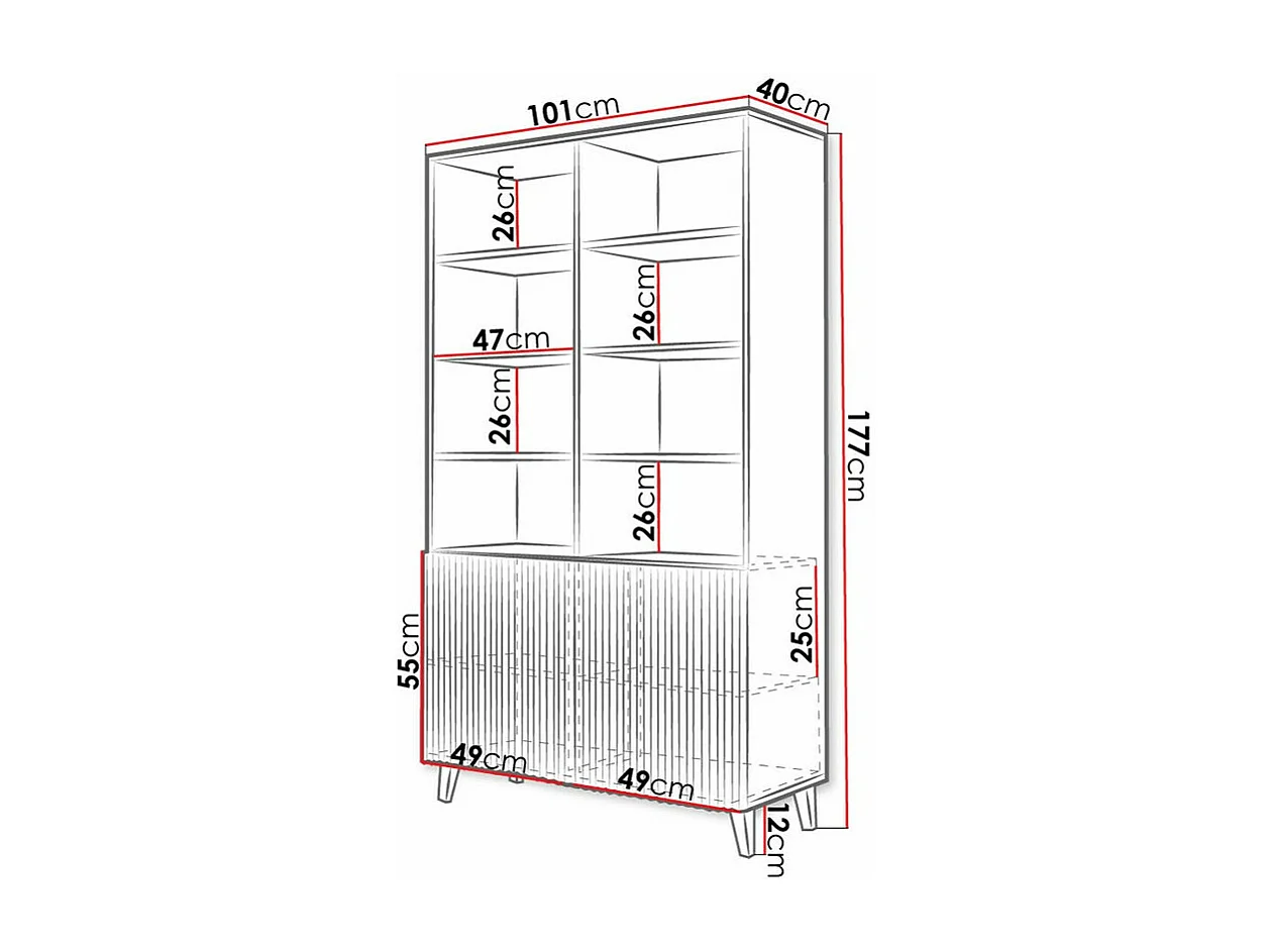 Estante Charlotte 177, Com portas, Placa de aglomerado laminado