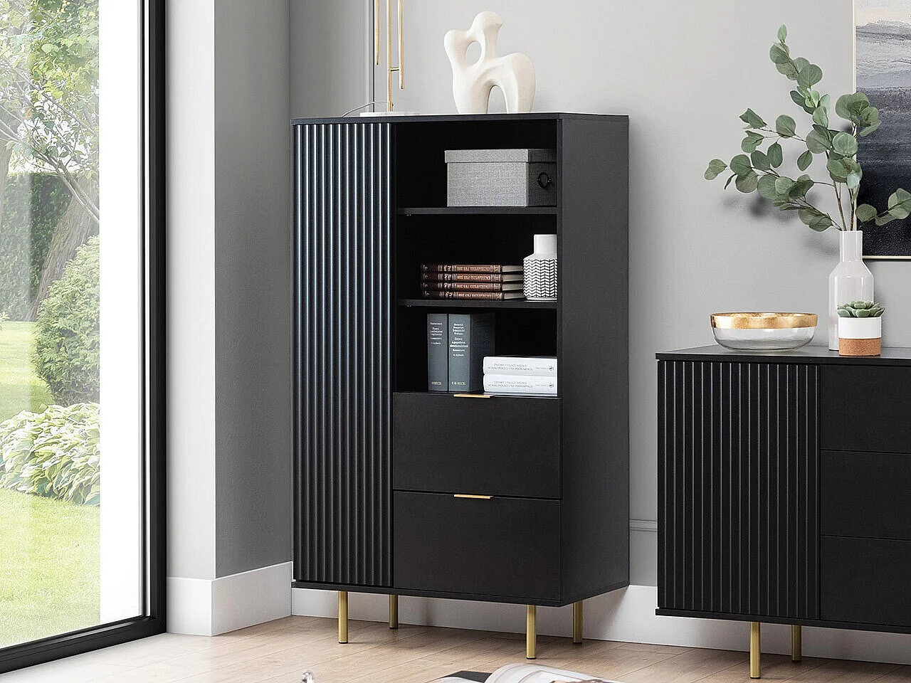 Estante Virdomi 103, Com gavetas, Placa de aglomerado laminado