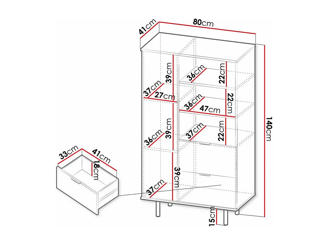 Estante Virdomi 103, Com gavetas, Placa de aglomerado laminado
