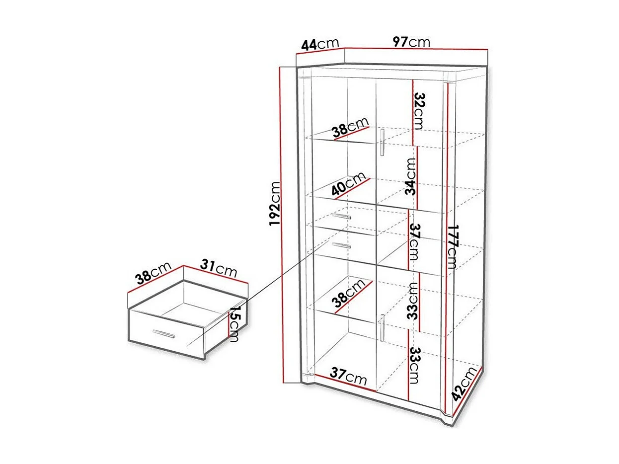 Étagère Lorelie 120, Avec tiroirs|Avec des portes, Stratifié, Le nombre de portes: 2,