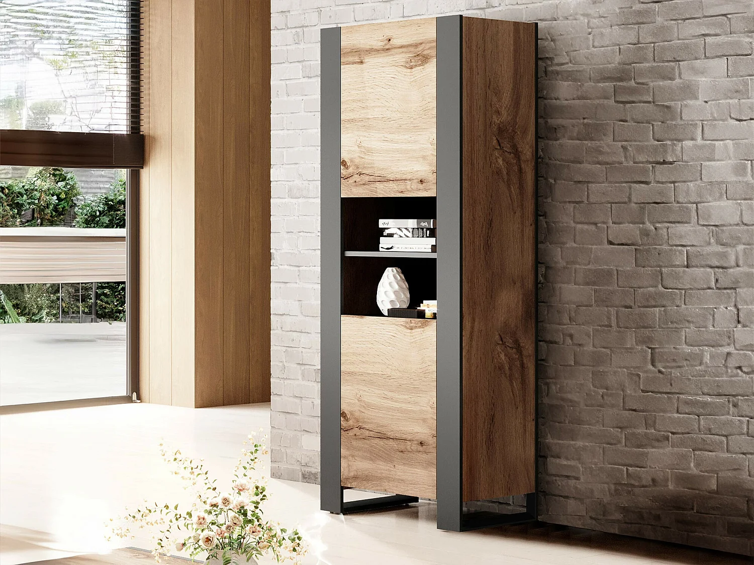 Estante Nolvoi 102, Com portas, Placa de aglomerado laminado