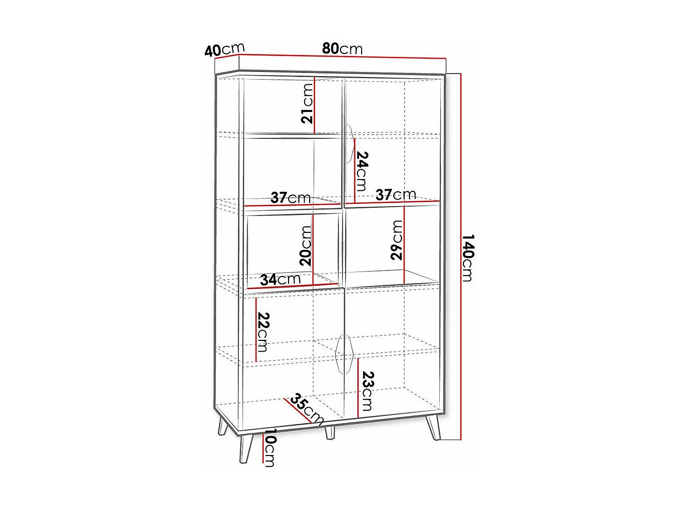 Étagère Domvera 105, Avec des portes, Stratifié, Le nombre de portes: 3, 140x80x40cm