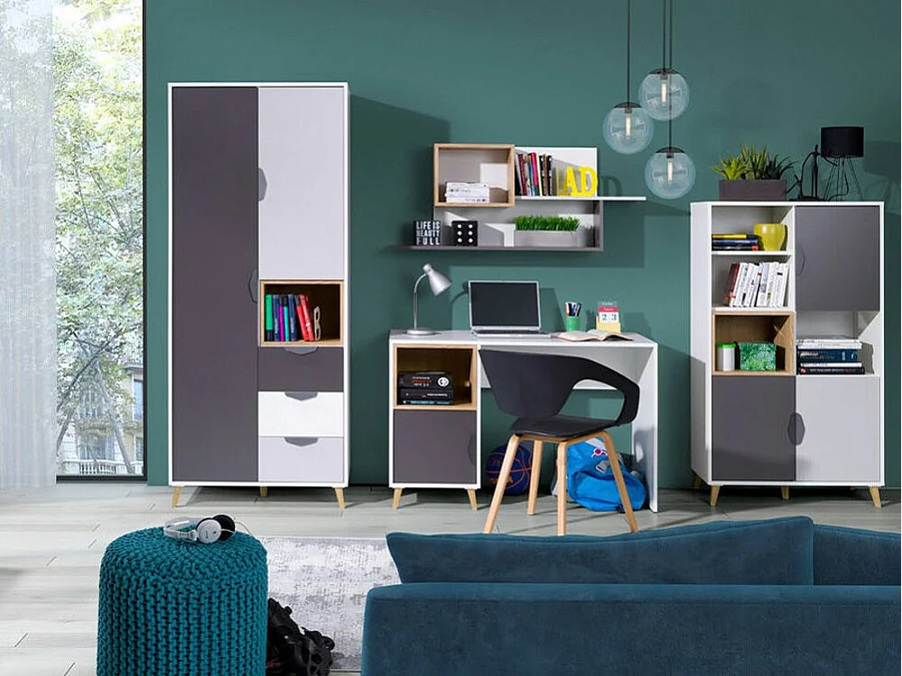 Estantería Domvera 105, Con puertas, Aglomerado laminado, Número de puertas: 3, 140x80cm
