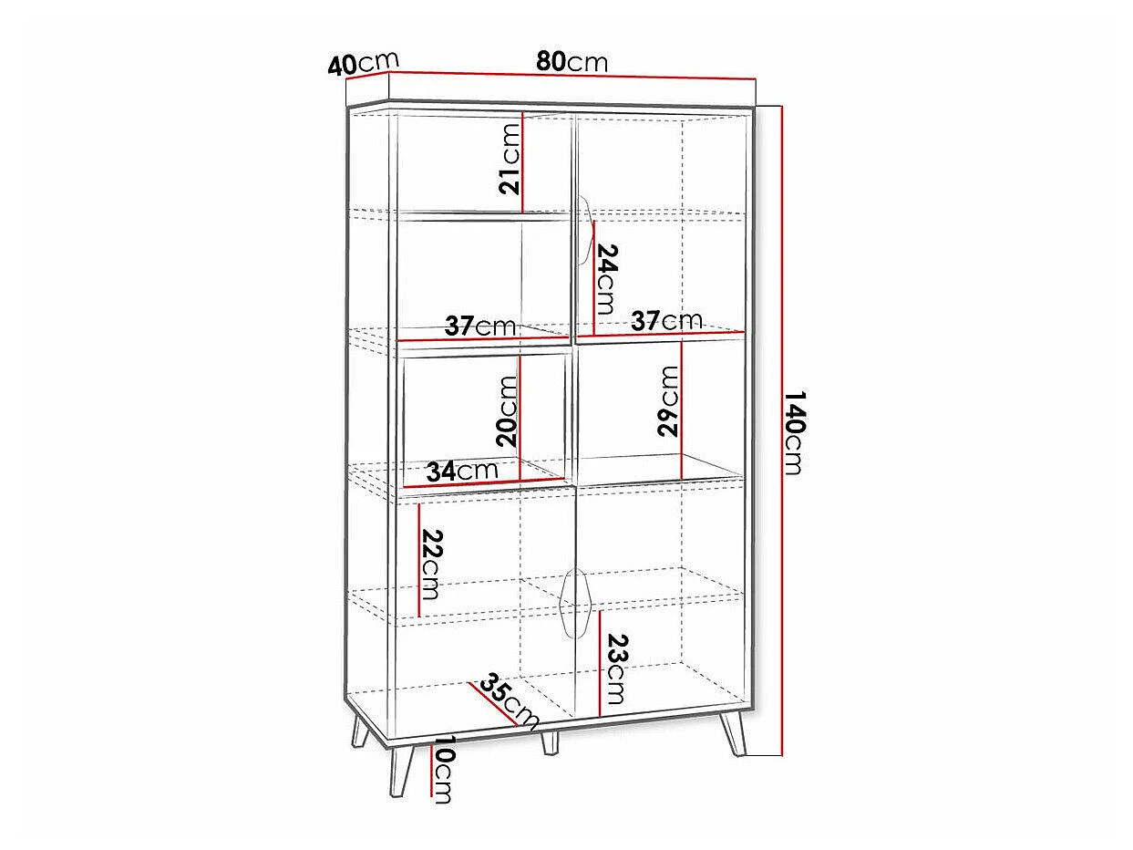 Estantería Domvera 105, Con puertas, Aglomerado laminado, Número de puertas: 3, 140x80cm