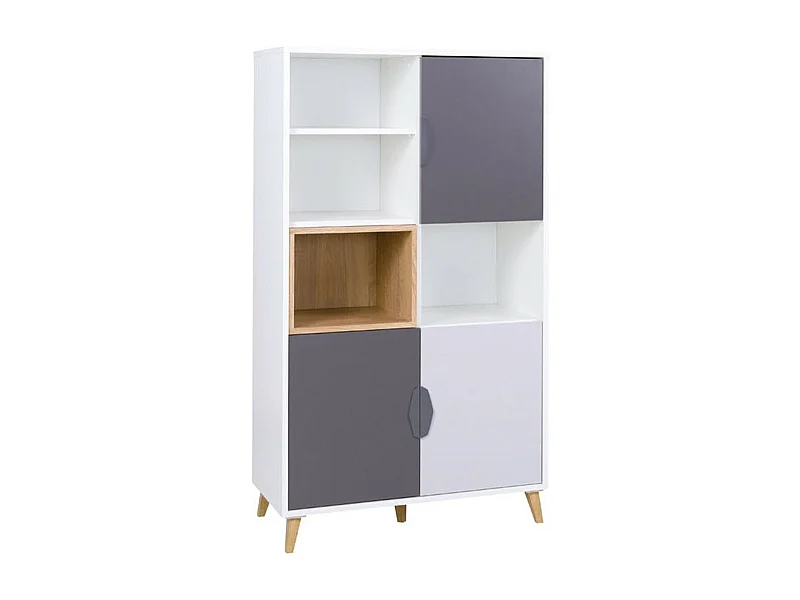 Estantería Domvera 105, Con puertas, Aglomerado laminado, Número de puertas: 3, 140x80cm