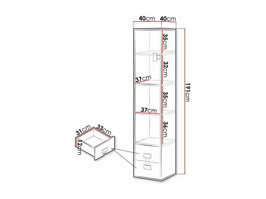 Estante Florevi 111, Com gavetas, Placa de aglomerado laminado