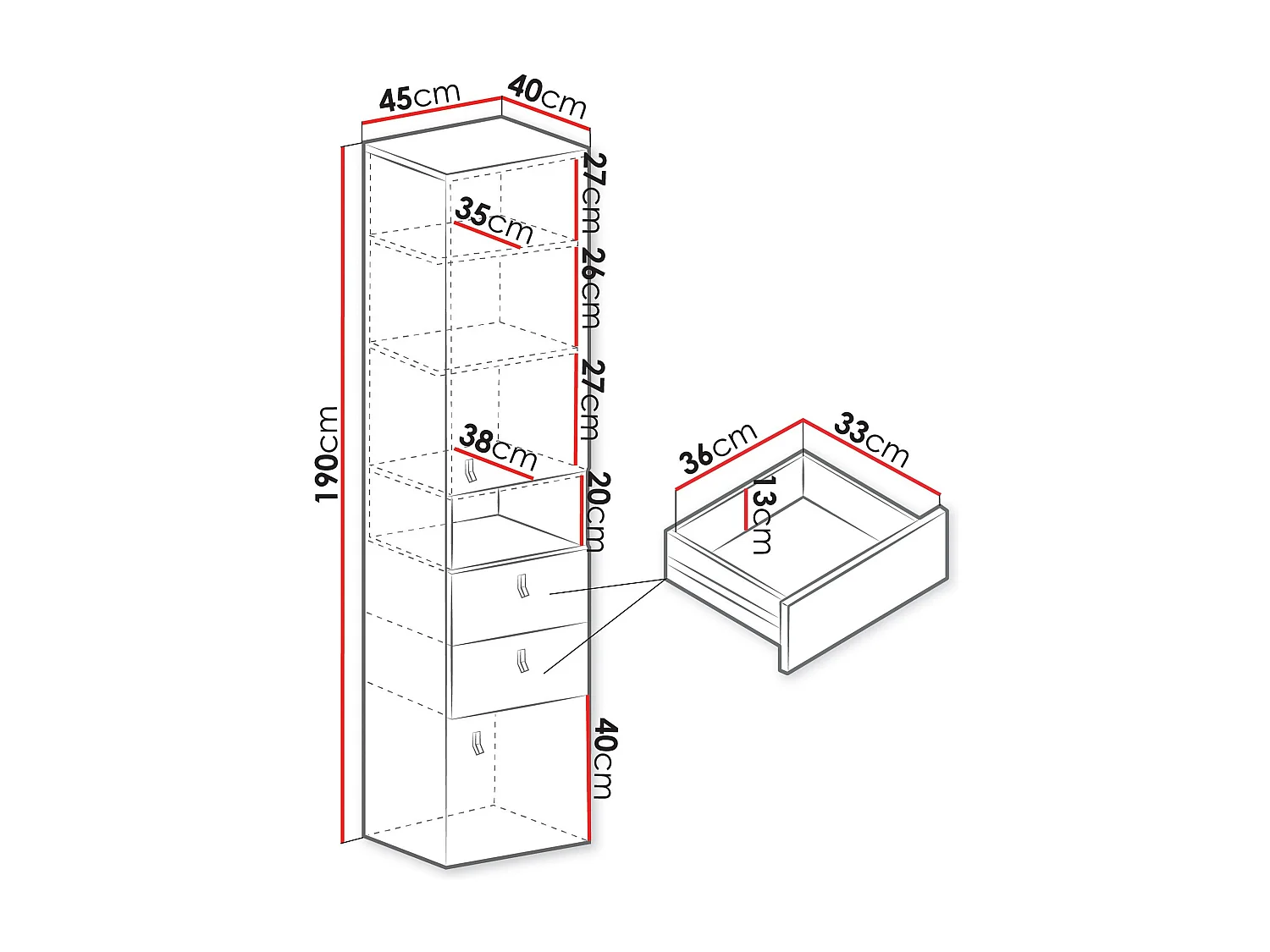 Prateleira Omaha H103, Pode ser fechado, Placa de aglomerado laminado