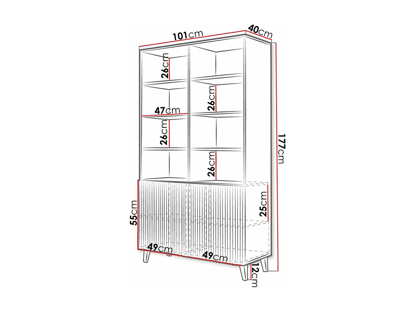 Estante Charlotte 177, Com portas, Placa de aglomerado laminado