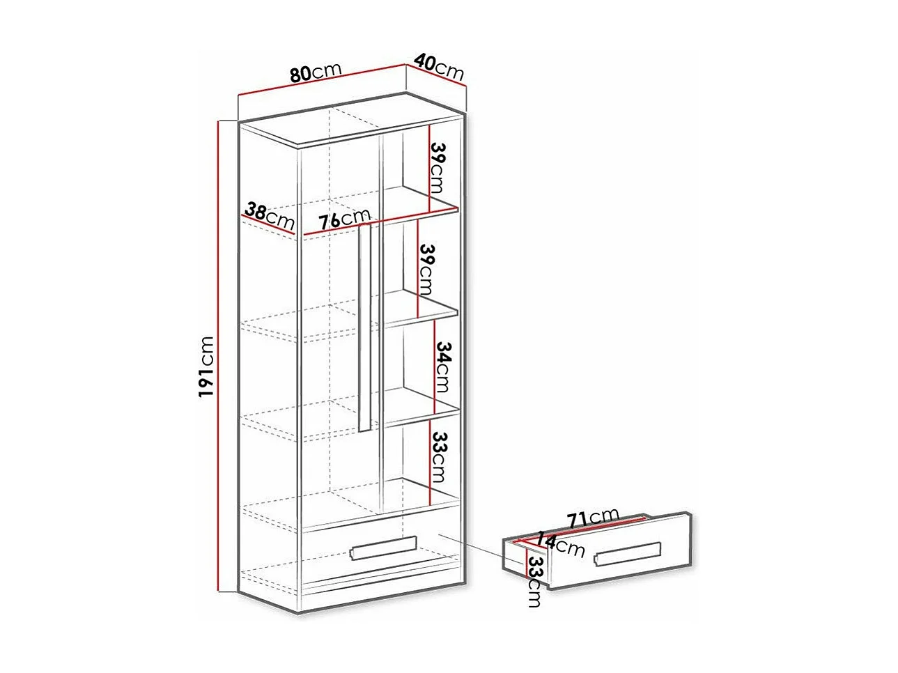 Estante Merevari 104, Com portas, Placa de aglomerado laminado