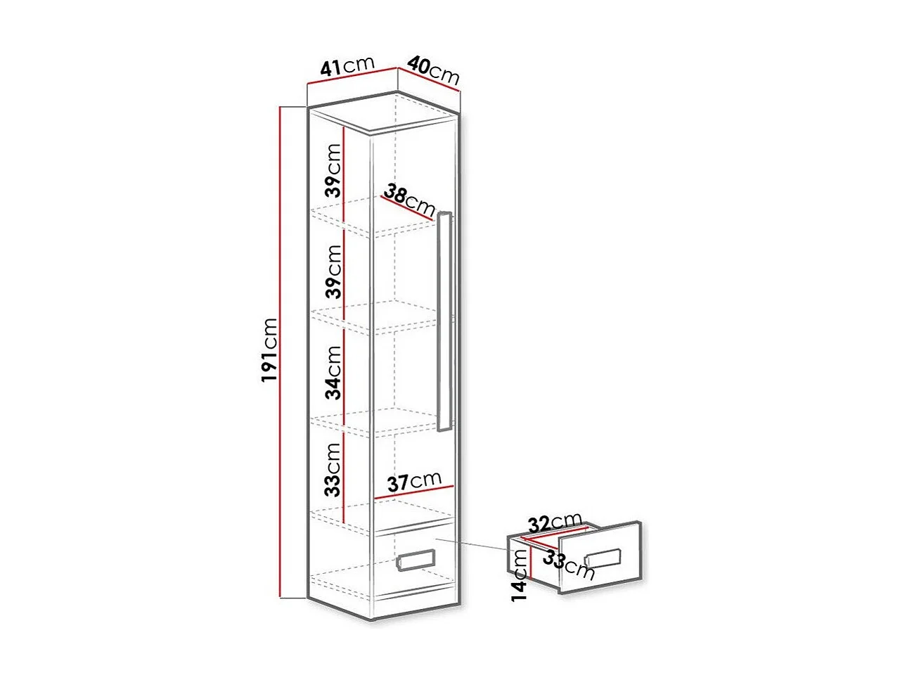 Estante Merevari 105, Pode ser fechado, Placa de aglomerado laminado