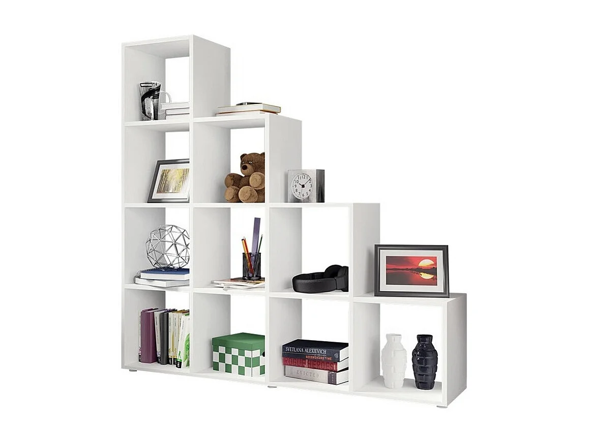 Étagère Sarasota 111, Ouvert sans paroi d'extrémité, Stratifié, 142x139x33cm, Blanc