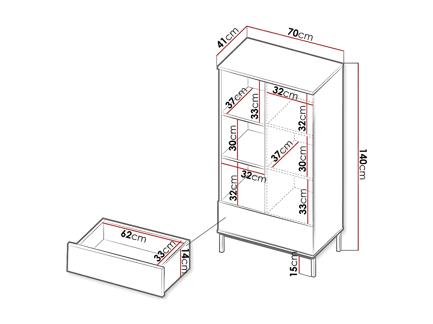 Estante Lomsore 103, Com portas, Placa de aglomerado laminado