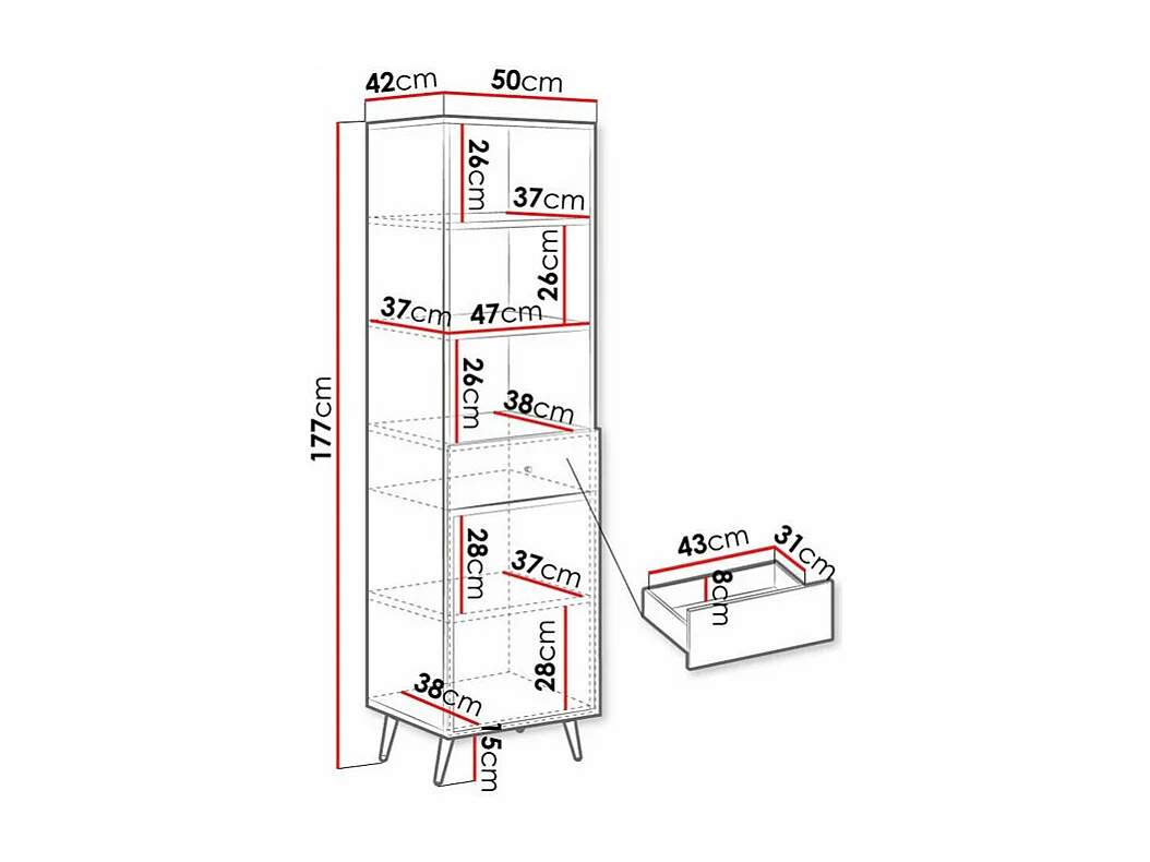 Estante Comfivo Nuromo 102, Com gavetas, Placa de aglomerado laminado