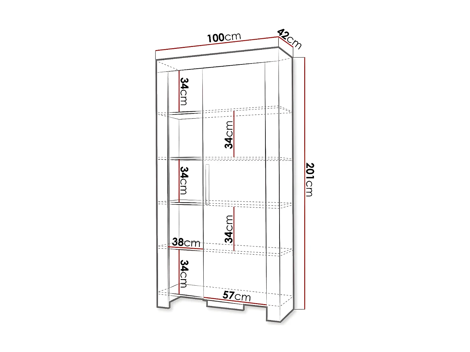 Estantería Melfeli 102, Con puertas|Cerrable, Aglomerado laminado, Número de puertas: 1,
