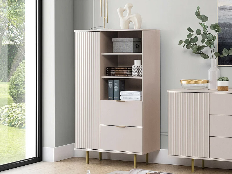 Étagère Virdomi 103, Avec des portes|Fermé|Avec tiroirs, MDF|Stratifié, 140x80x41cm