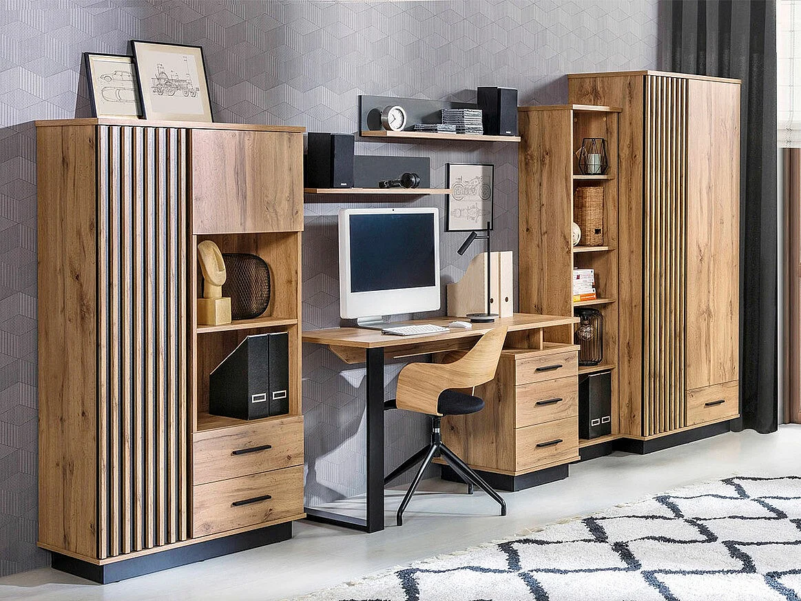 Étagère Tenodeu 103, Avec des portes|Fermé|Avec tiroirs, MDF|Stratifié, 159x90x40cm