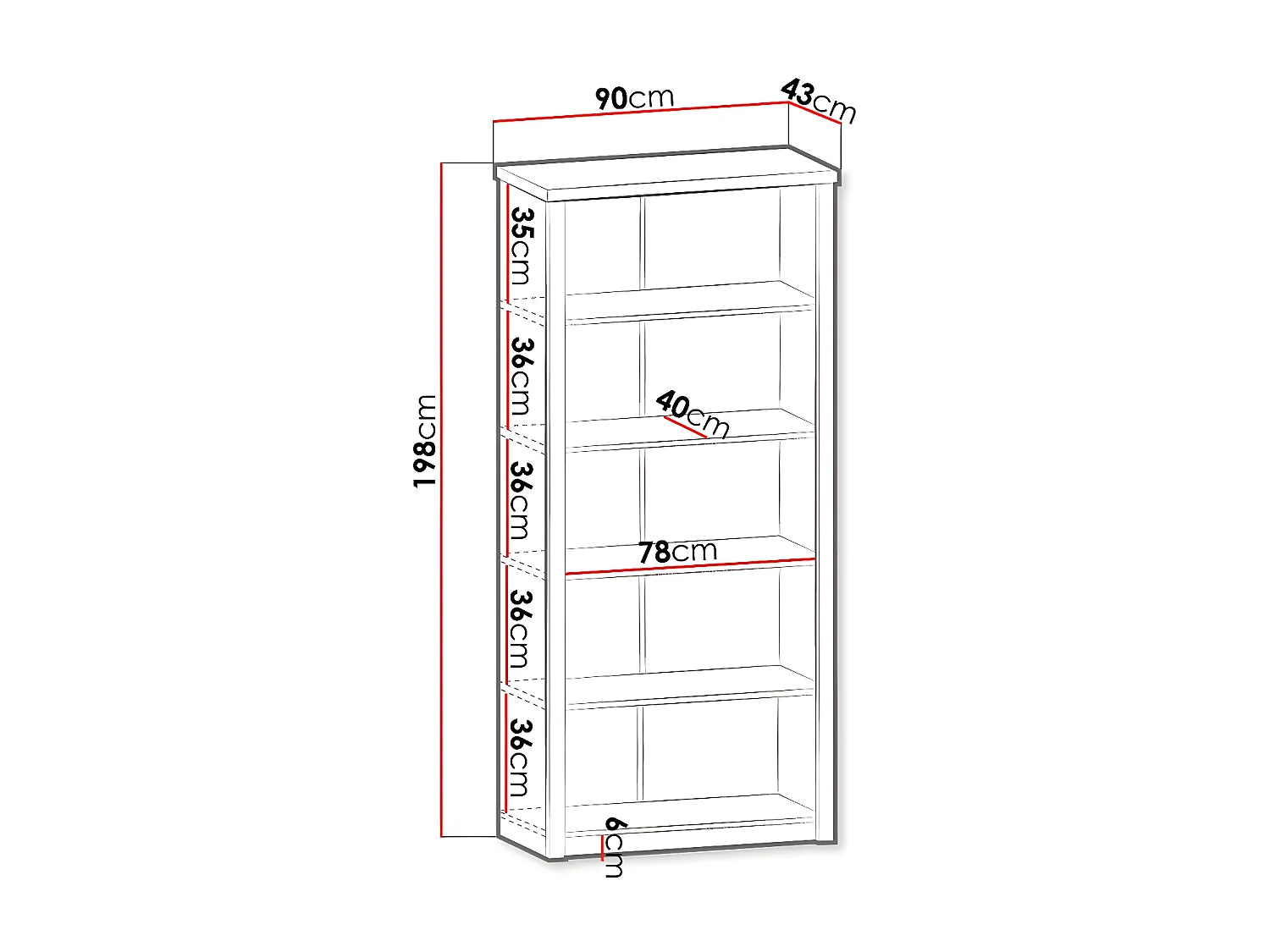 Estante Ferdore 114, Aberto, Placa de fibra de densidade média