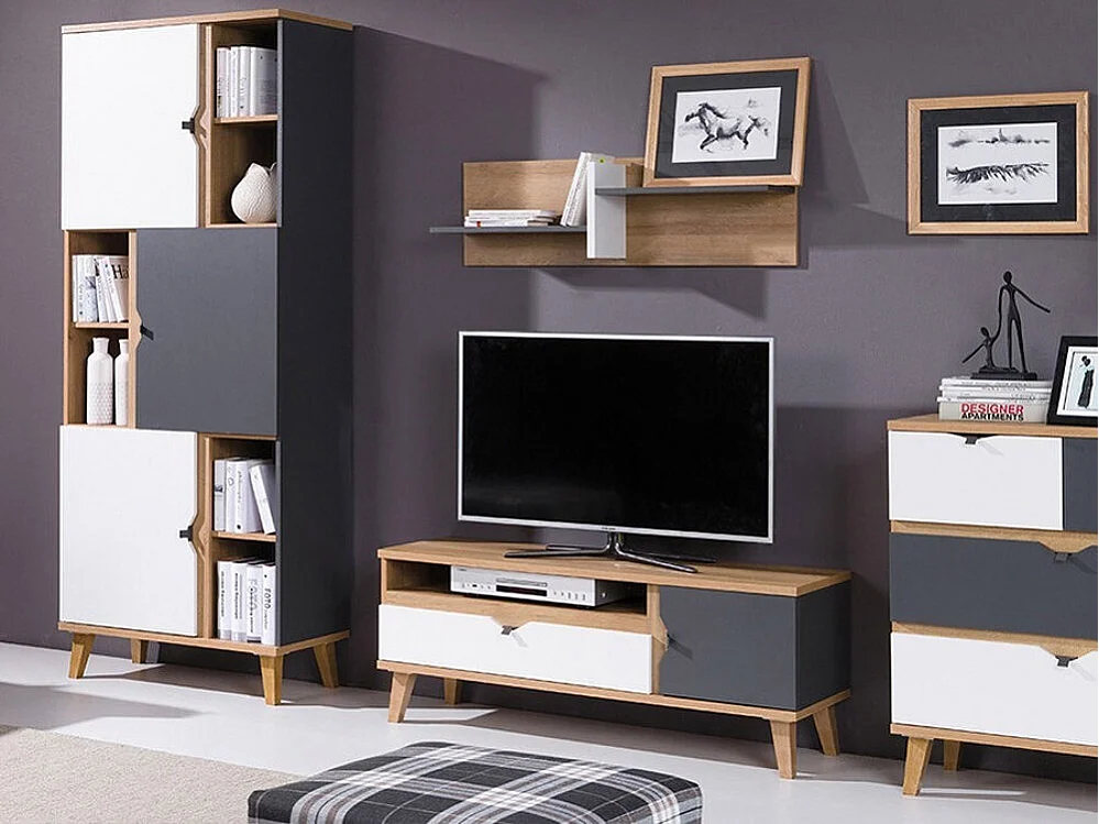 Estantería Etrmoru 129, Con puertas, Aglomerado laminado, Número de puertas: 3, 200x80cm