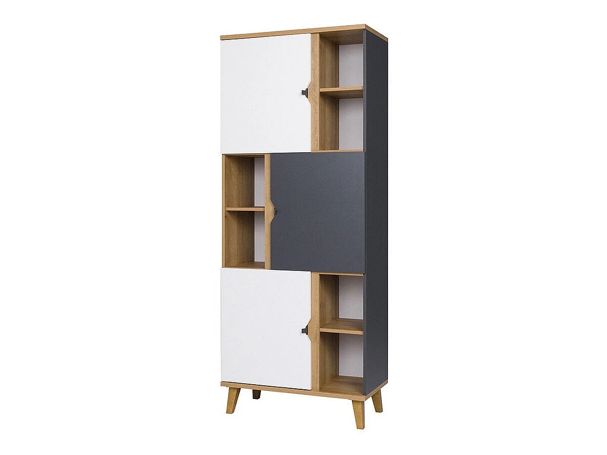 Estantería Etrmoru 129, Con puertas, Aglomerado laminado, Número de puertas: 3, 200x80cm