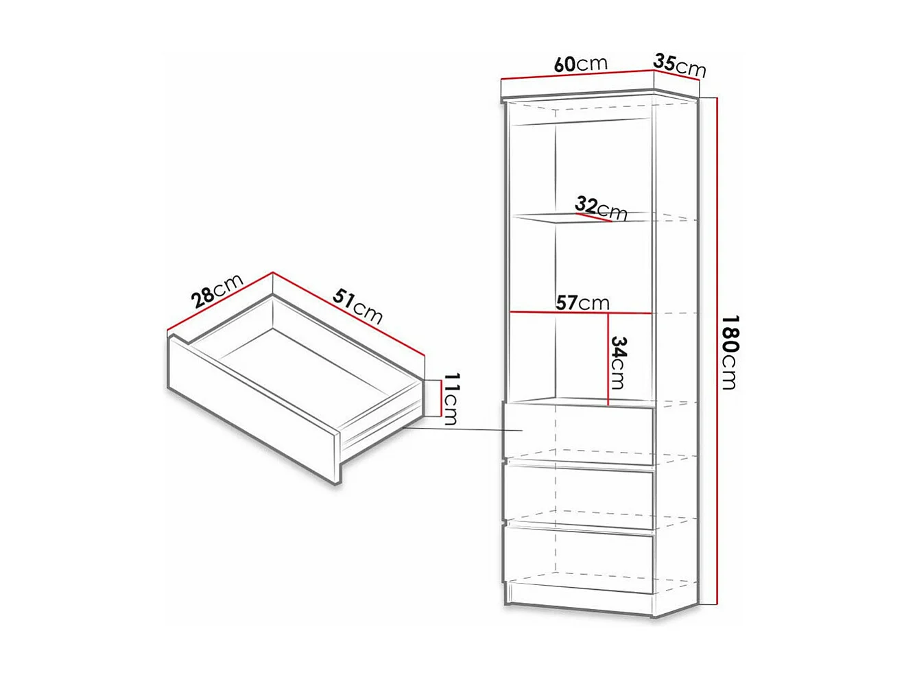 Estante Comfivo 184, Com gavetas, Placa de aglomerado laminado