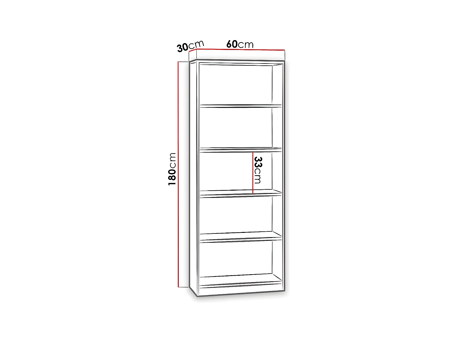 Étagère Comfivo 164, Ouvert, Stratifié, 180x60x30cm