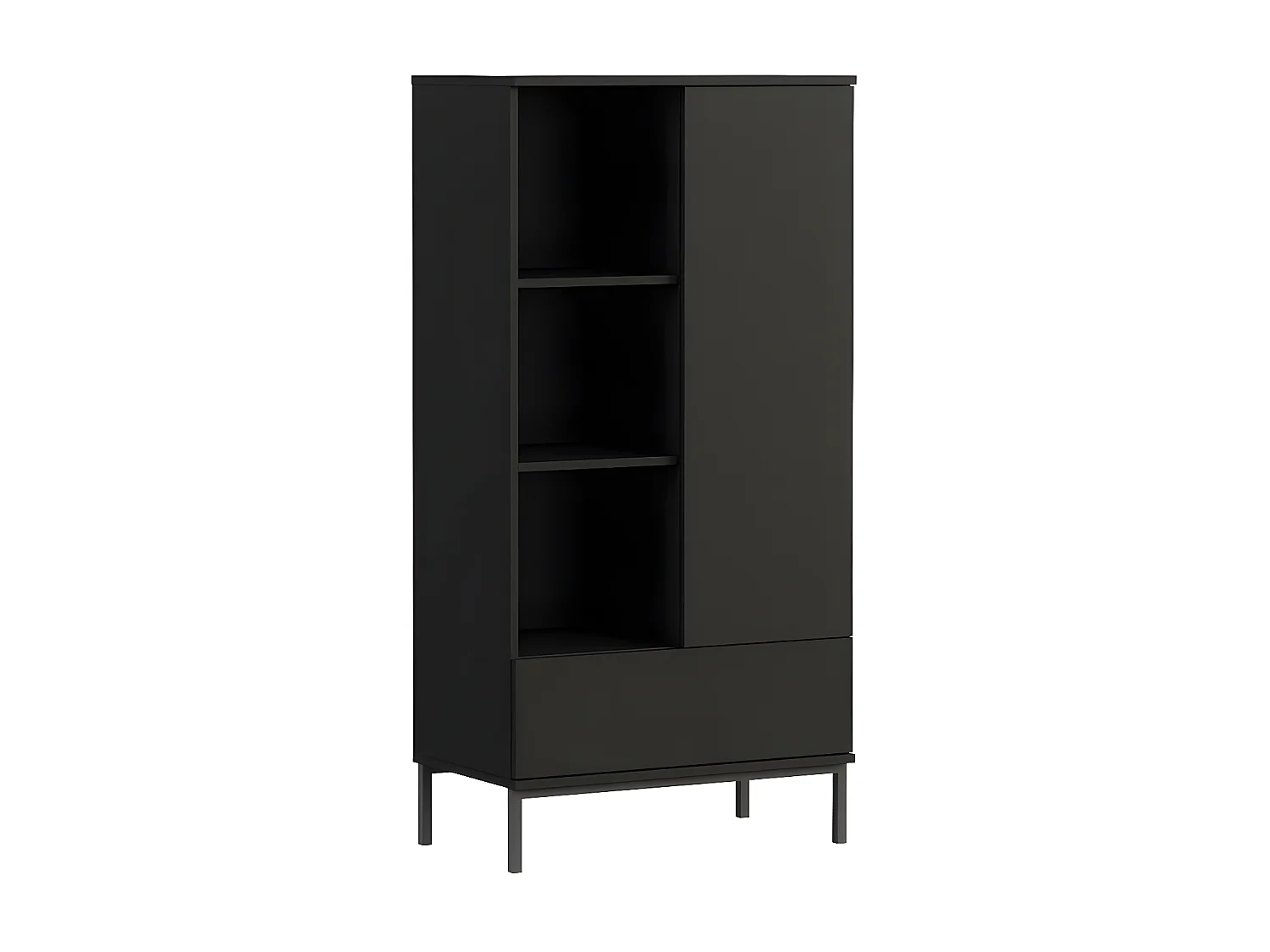 Scaffale Lomsore 103, Con cassetti|Con porte, Truciolare laminato, 140x70x41cm, Nero