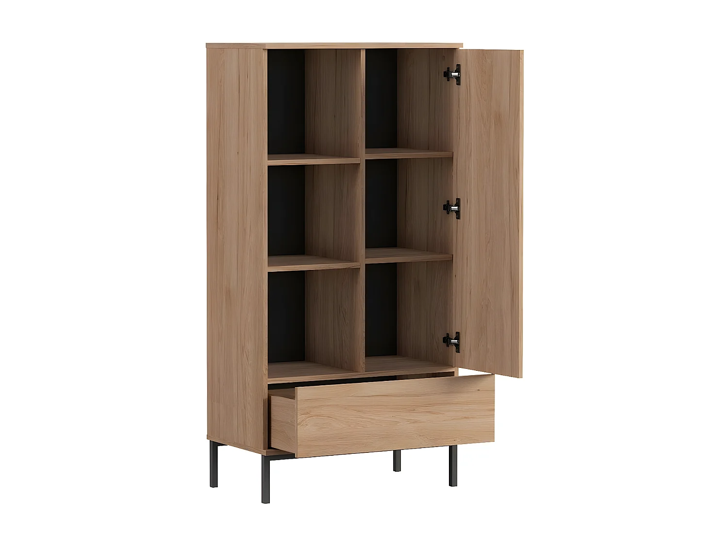 Scaffale Lomsore 103, Con cassetti|Con porte, Truciolare laminato, 140x70x41cm, Nero