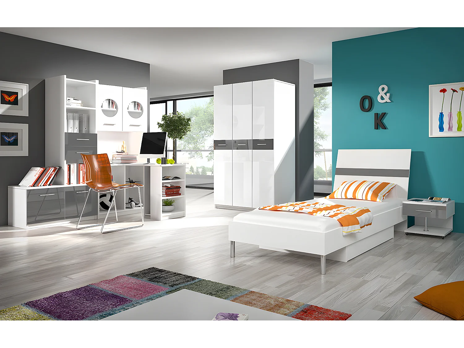 Estantería Salmere 105, Con cajones|Con puertas, MDF|Aglomerado laminado, 193x85x53cm