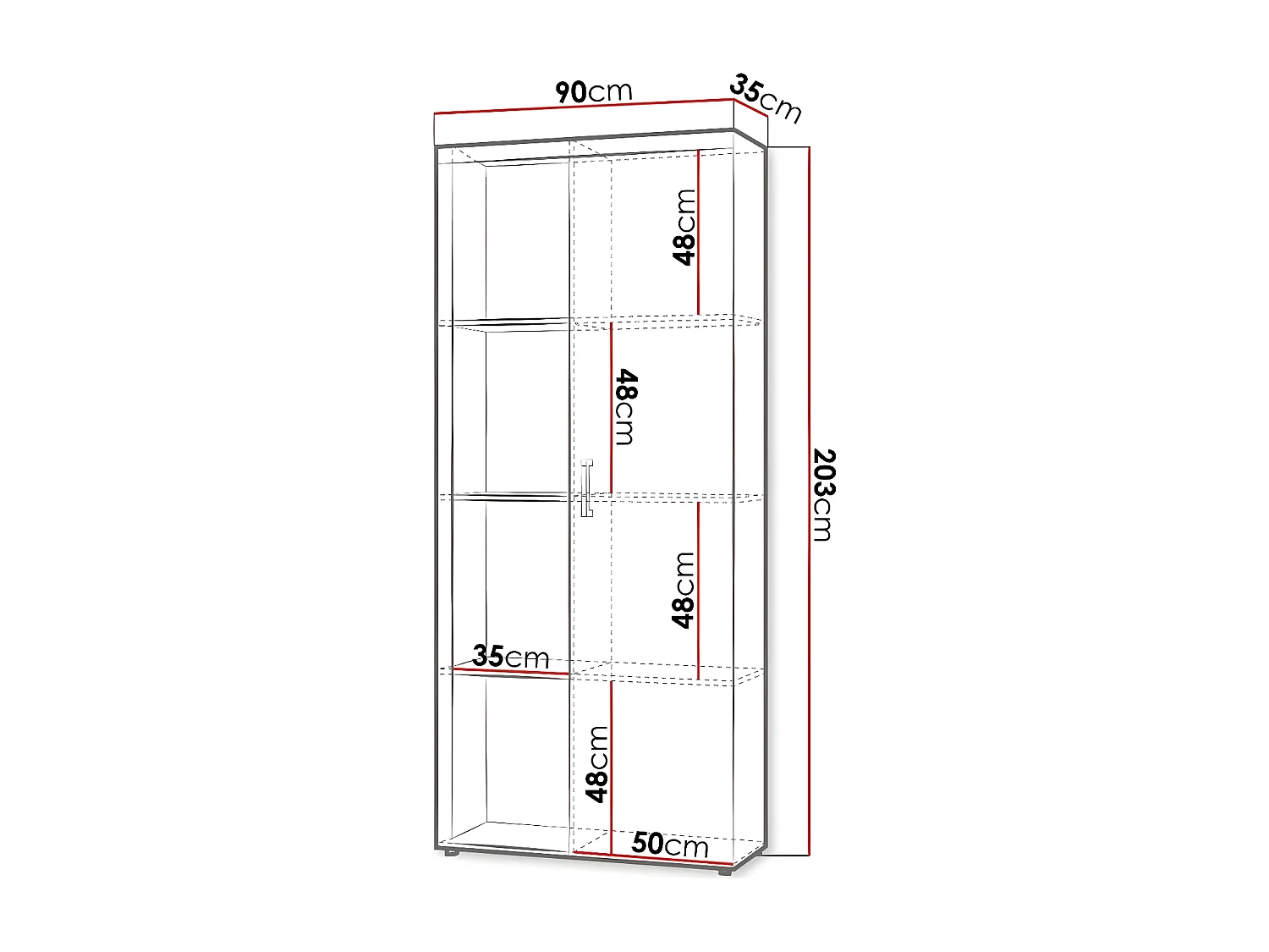 Estantería Cormiru 100, Abierto|Con puertas, Aglomerado laminado, Número de puertas: 1,