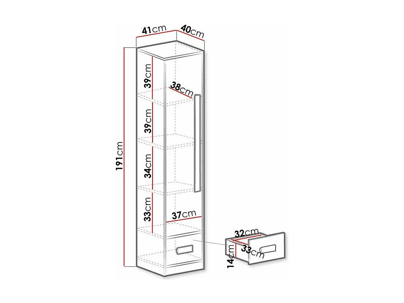 Estante Merevari 105, Pode ser fechado, Placa de aglomerado laminado