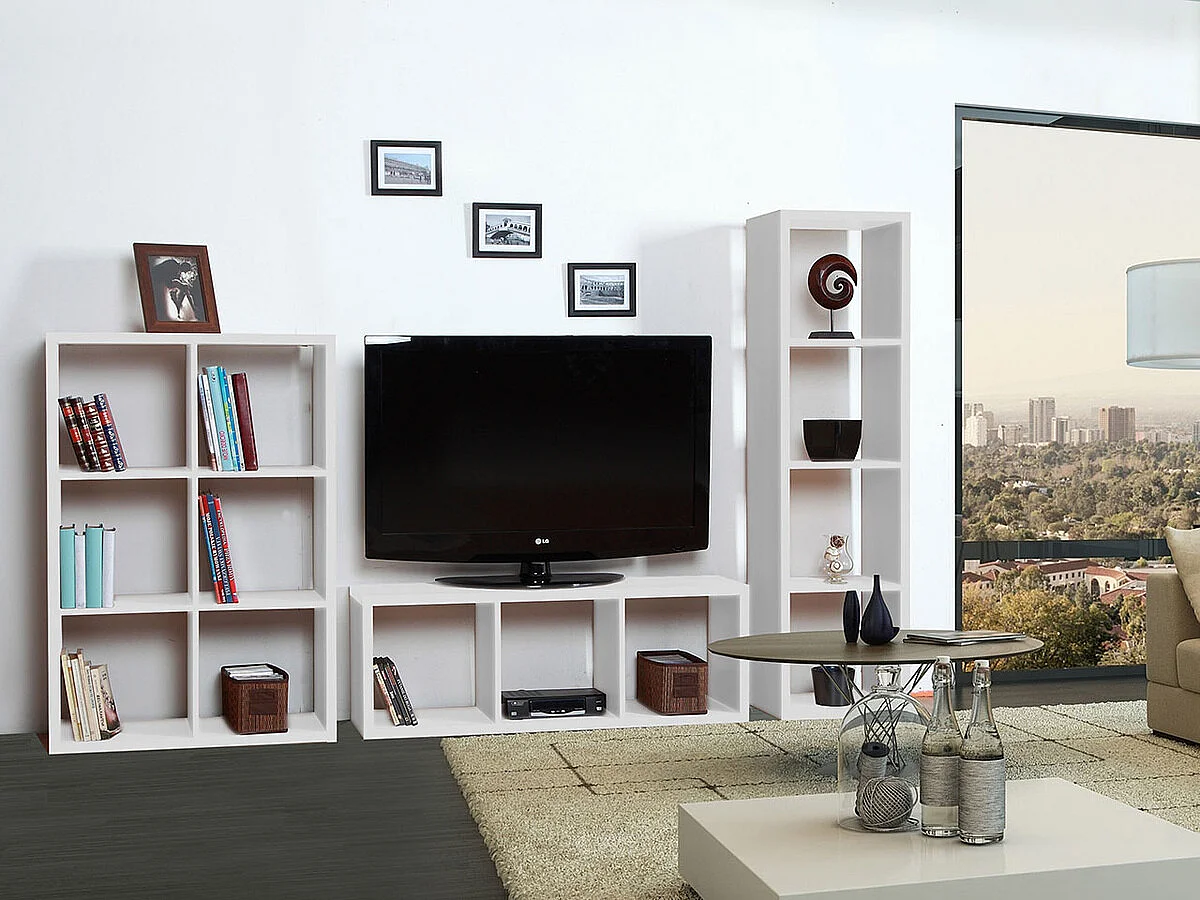 Étagère Levnova 101, Ouvert sans paroi d'extrémité, Stratifié, 150x41x33cm, Blanc