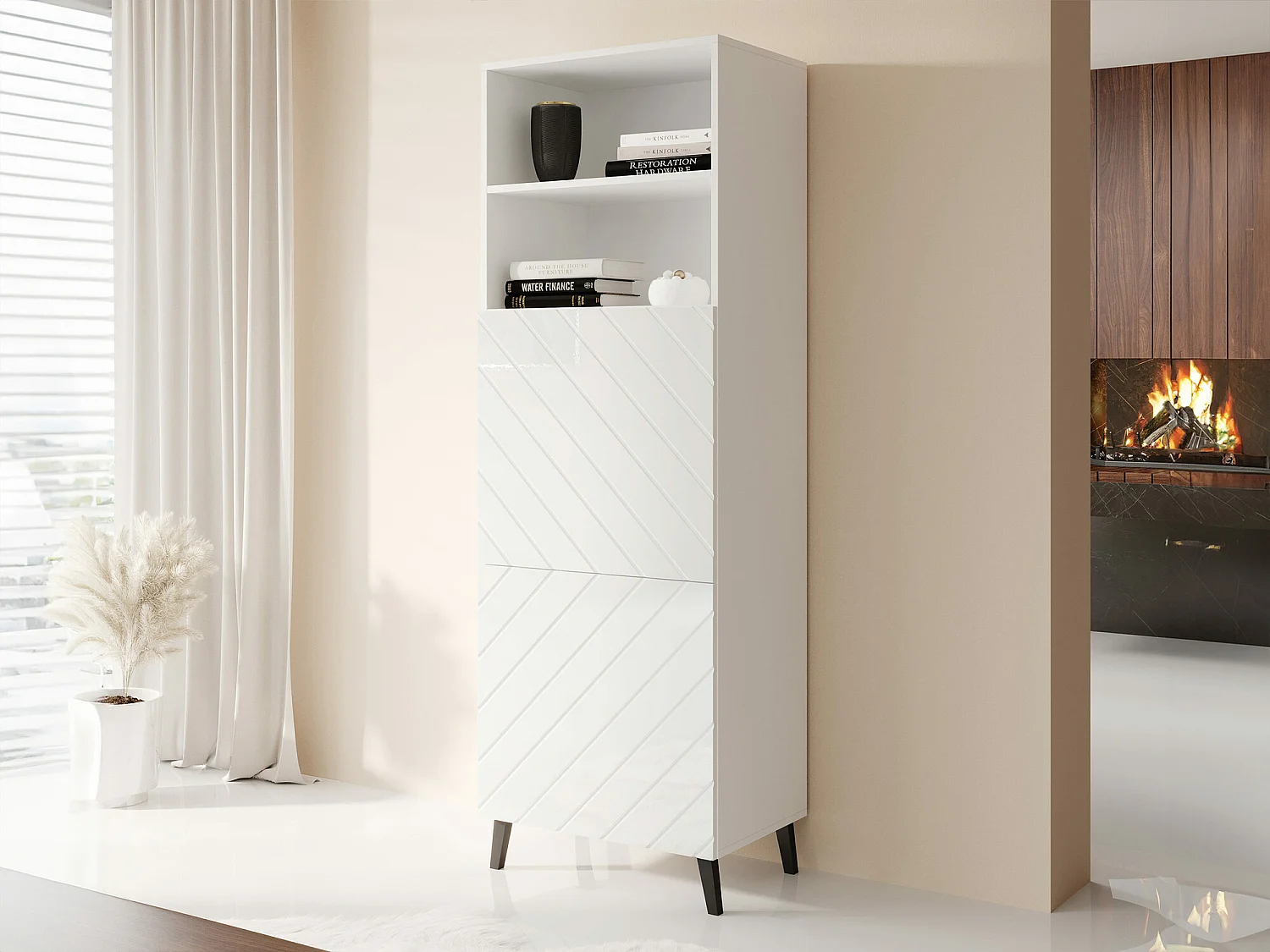 Scaffale Charlotte 178, Con porte, Truciolare laminato|Pannello di fibra a media densità