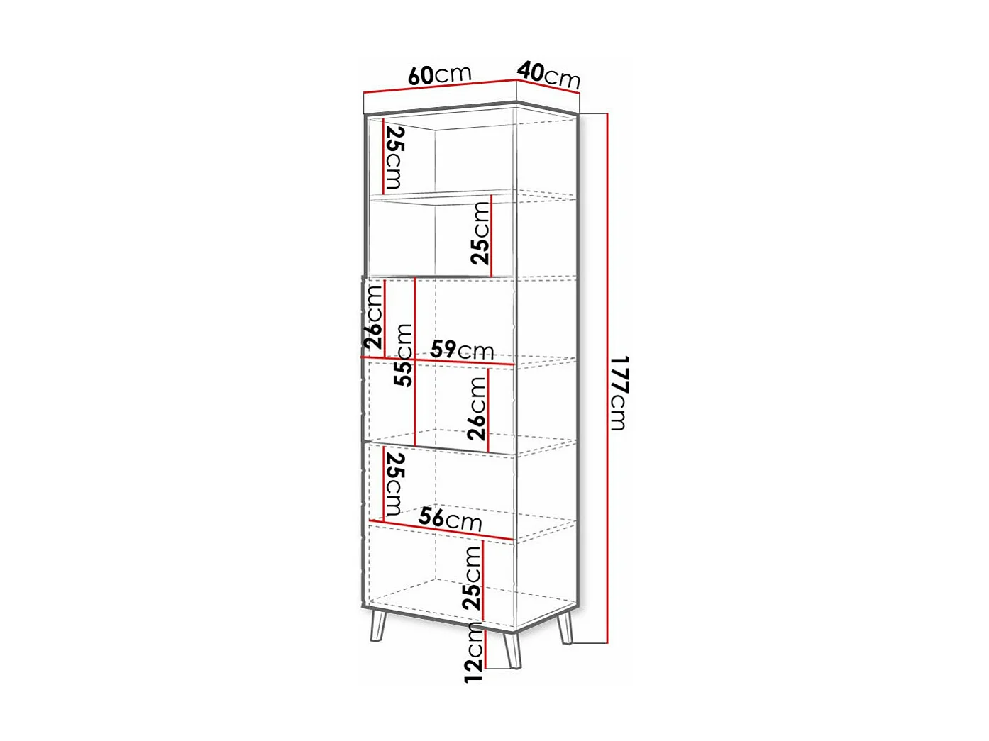 Scaffale Charlotte 178, Con porte, Truciolare laminato|Pannello di fibra a media densità
