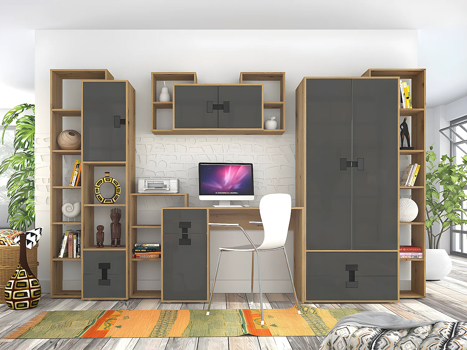 Estantería Florevi 111, Con puertas|Con cajones, Aglomerado laminado, 191x40x40cm