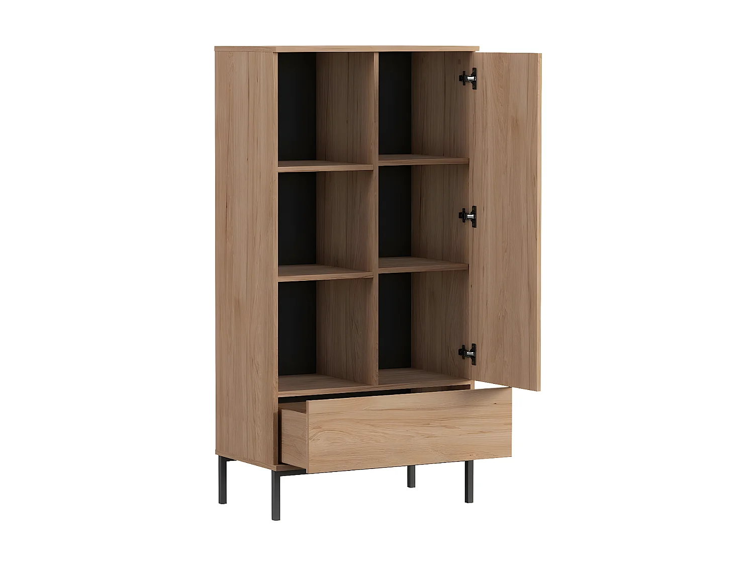 Estantería Lomsore 103, Con puertas|Con cajones, Aglomerado laminado, 140x70x41cm, Blanco