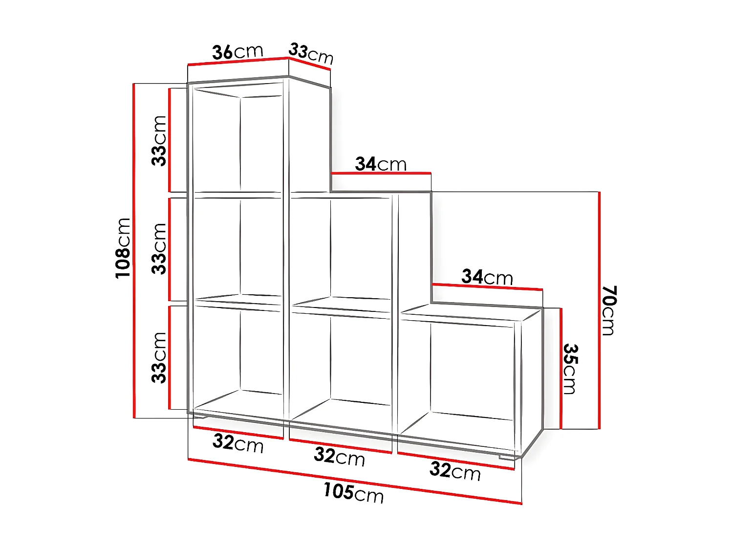 Estantería Sarasota 110, Abierta sin pared trasera, Aglomerado laminado, 108x105x33cm