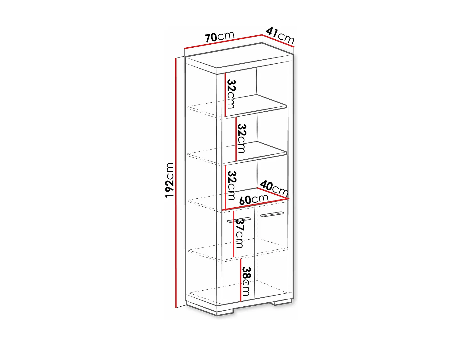 Estante Fiomeri 124, Aberto, Placa de aglomerado laminado, 192x70x41cm