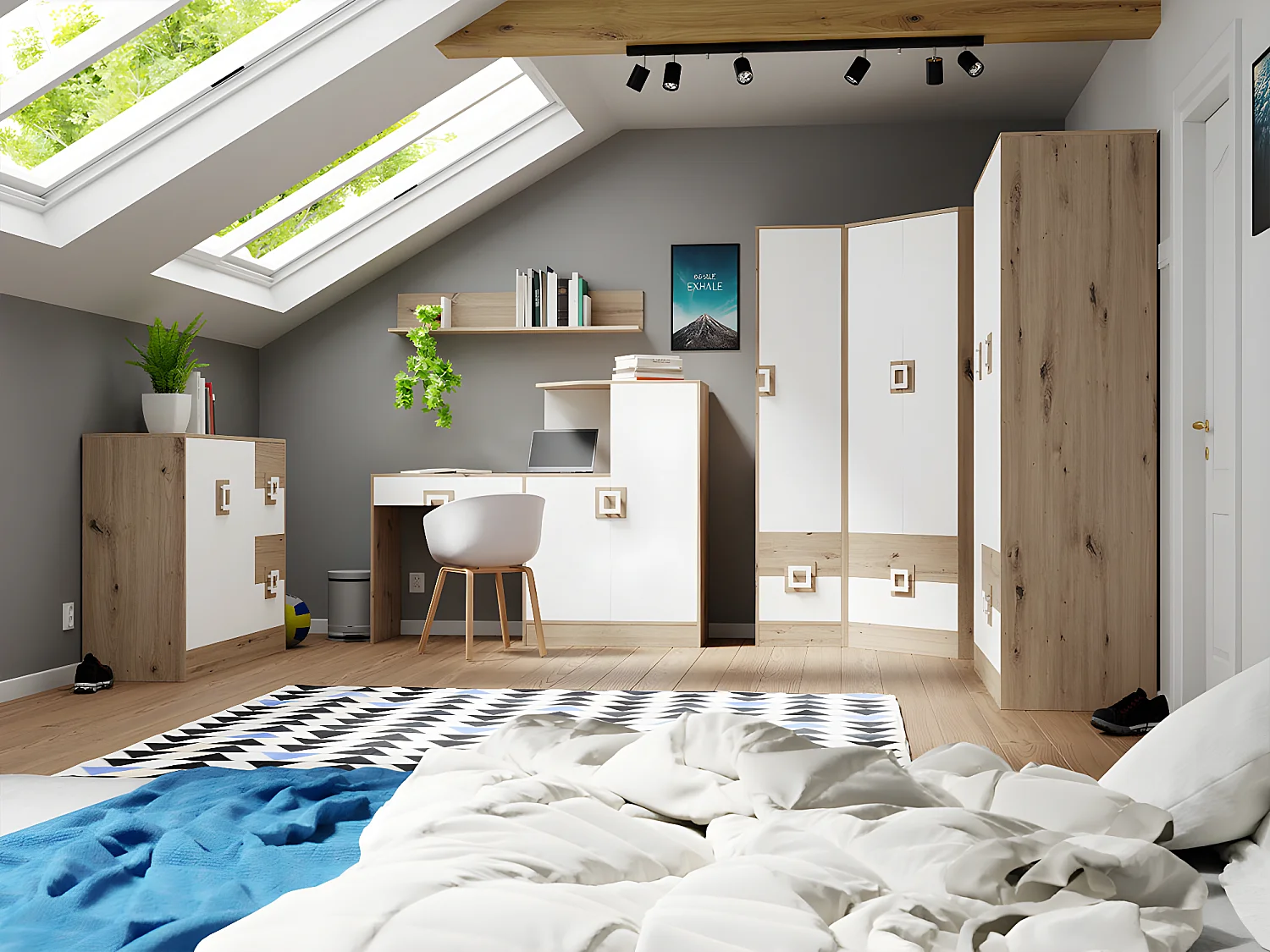 Estantería Tolfere 104, Con puertas|Cerrable|Con cajones, Aglomerado laminado, 190x40cm