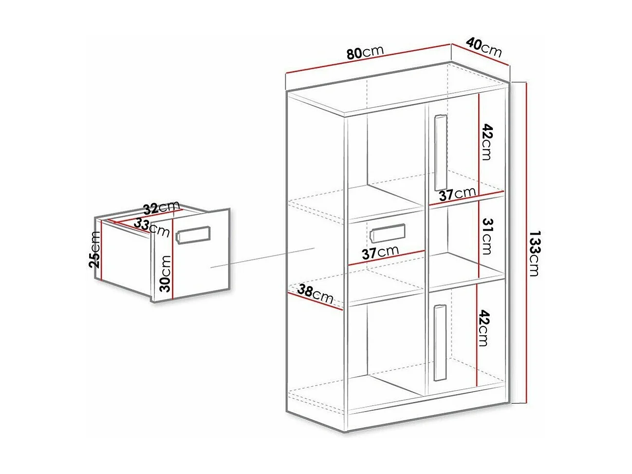 Étagère Merevari 101, Avec tiroirs|Avec des portes, Stratifié, Le nombre de portes: 2,