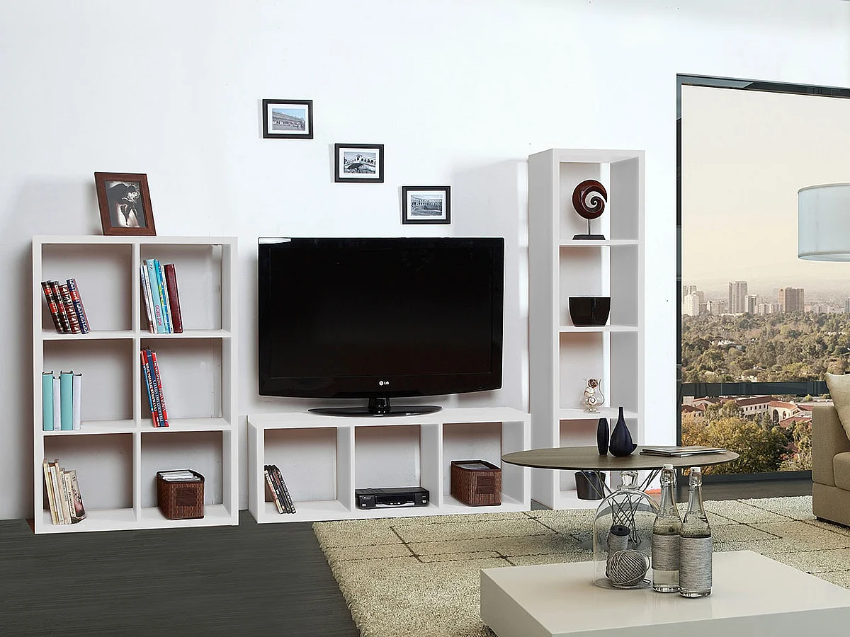 Étagère Levnova 104, Ouvert sans paroi d'extrémité, Stratifié, 150x77x33cm, Blanc