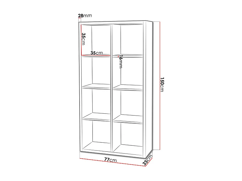 Étagère Levnova 104, Ouvert sans paroi d'extrémité, Stratifié, 150x77x33cm, Blanc