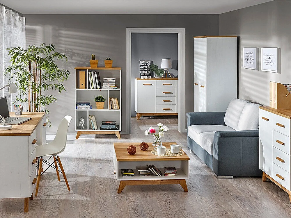 Étagère Sorvera 103, Ouvert, Stratifié, 127x80x40cm, Pin Anderson|Chêne