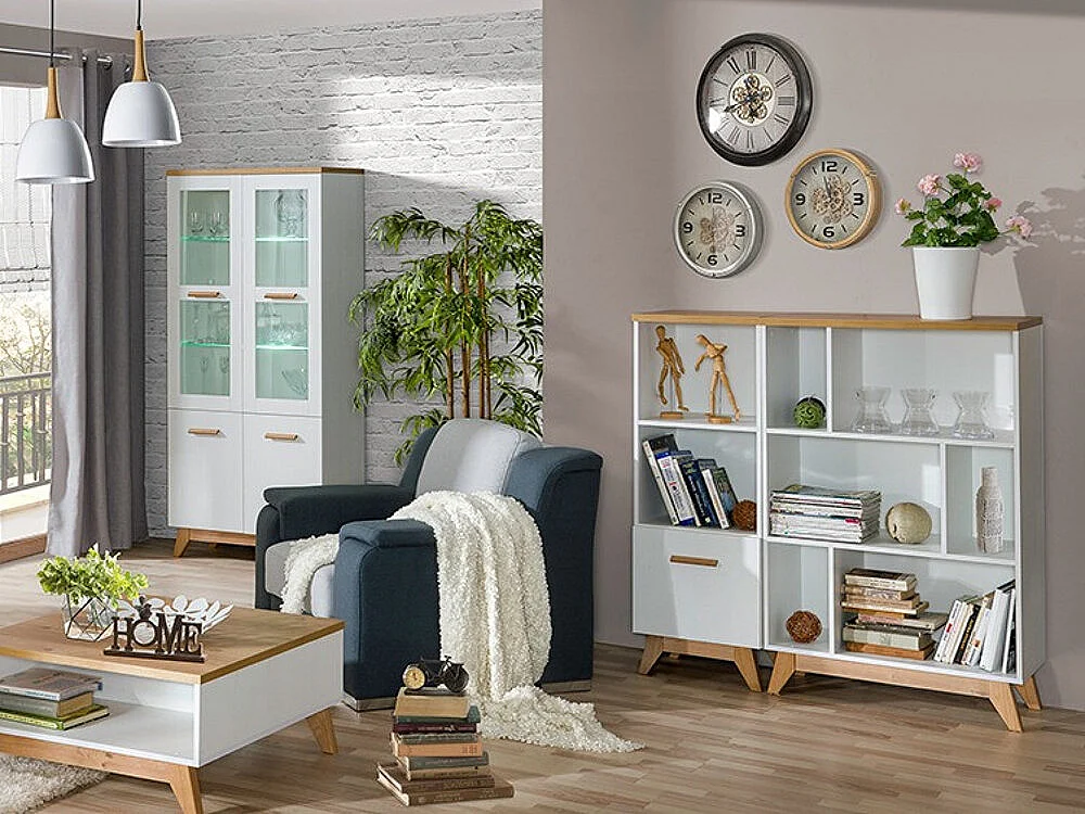 Étagère Sorvera 103, Ouvert, Stratifié, 127x80x40cm, Pin Anderson|Chêne