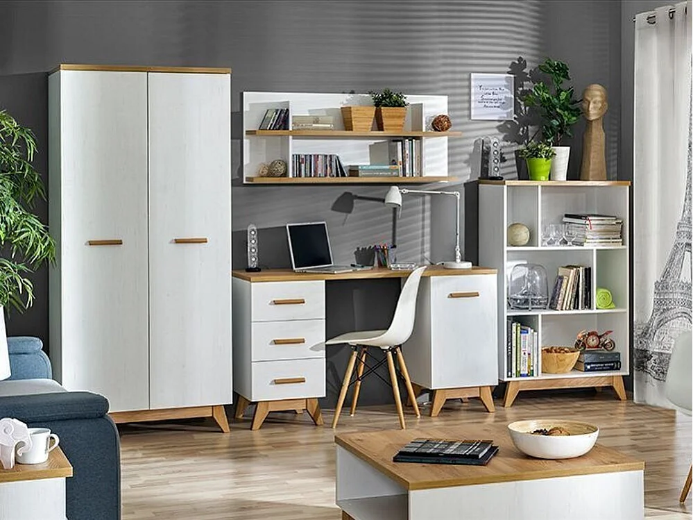 Étagère Sorvera 103, Ouvert, Stratifié, 127x80x40cm, Pin Anderson|Chêne