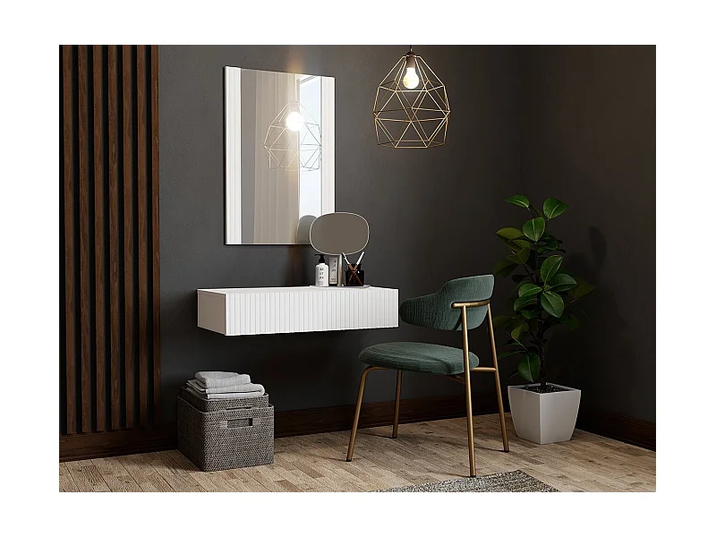 Tocador Levmari 111, Blanco, Espejo, 97x80x42cm