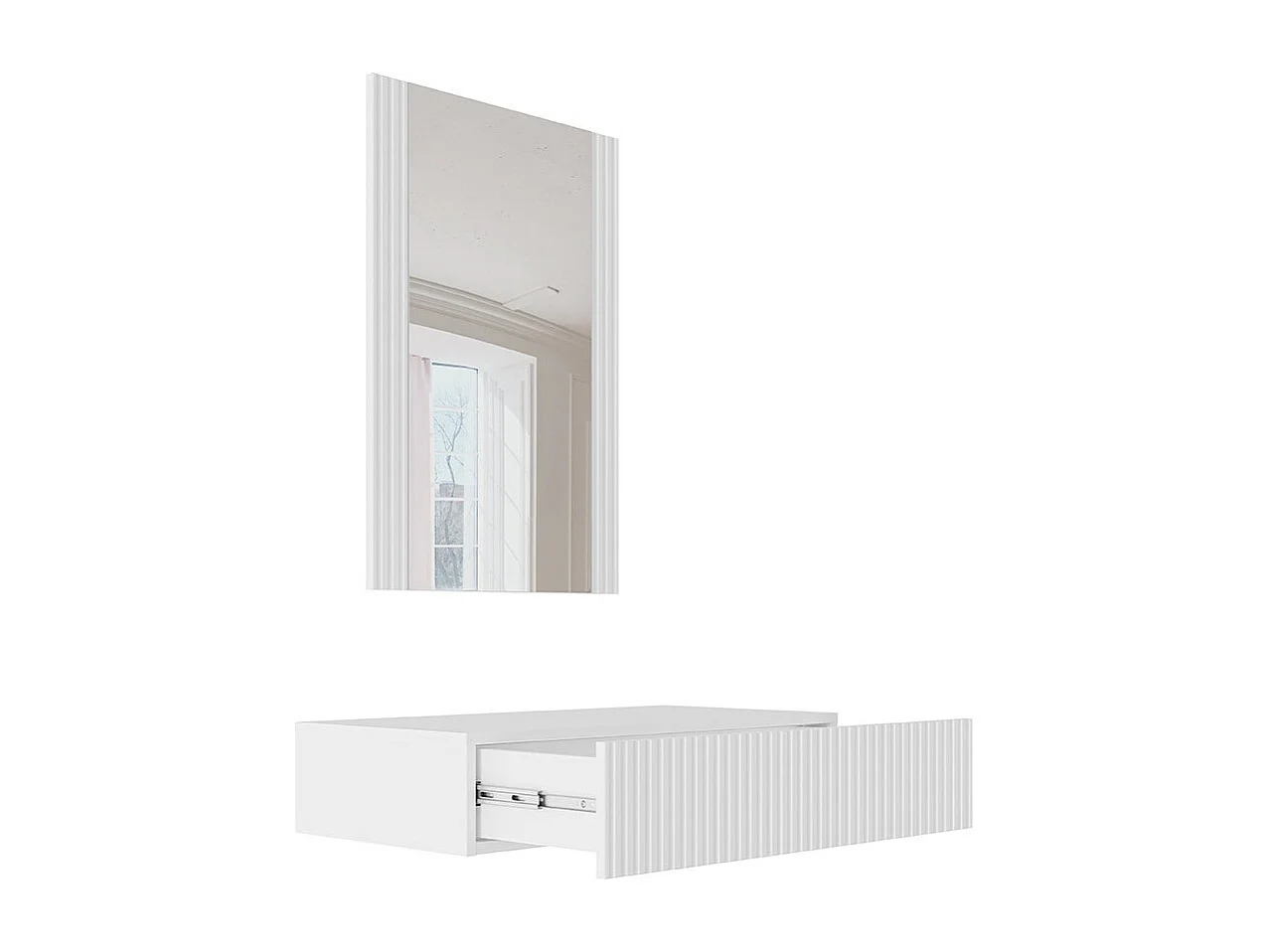 Tocador Levmari 111, Blanco, Espejo, 97x80x42cm