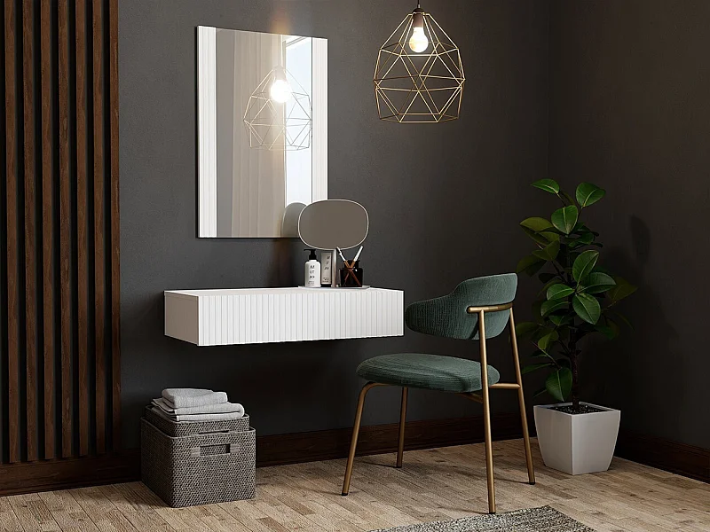 Coiffeuse Levmari 111, Blanc, Disponible, 97x80x42cm