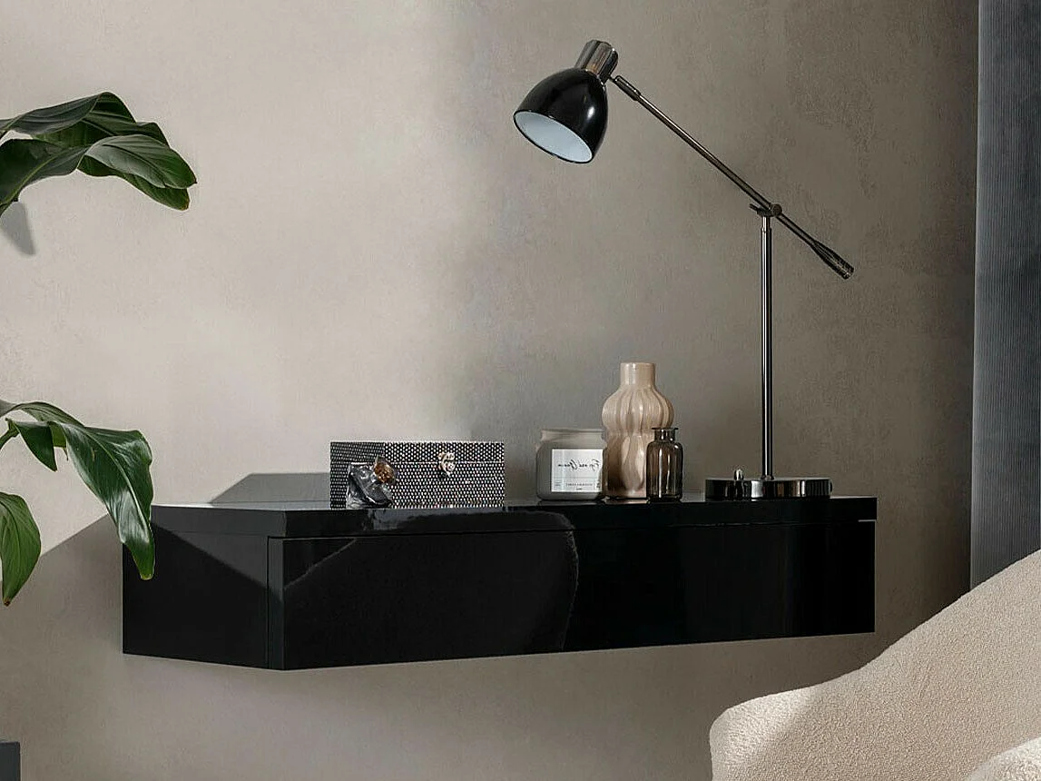 Tocador Providence 186, Negro brillante|Negro, 20x100x38cm